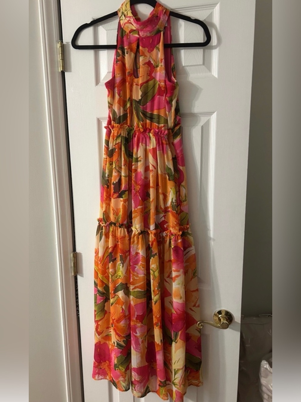 Nicole Miller Floral Sleeveless Maxi Dress in pink